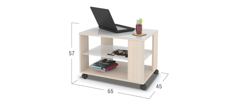 Журнальный стол Mayer 15 дуб молочный/стекло черное