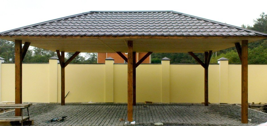 Навес из металлочерепицы