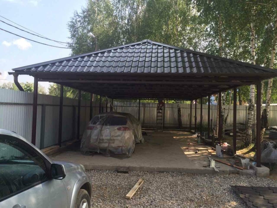 Четырехскатные навесы металлопрофиль