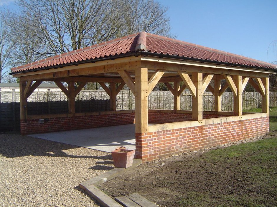 Беседка с навесом для машины