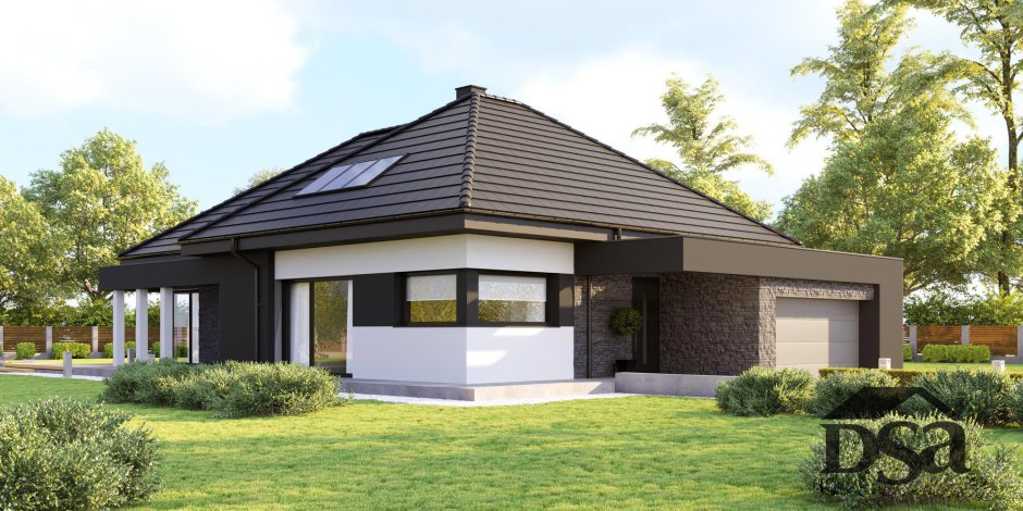 Сложная крыша одноэтажного дома