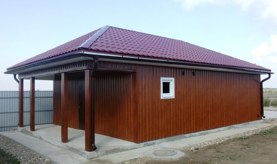 Односкатная крыша металлопрофиль гараж