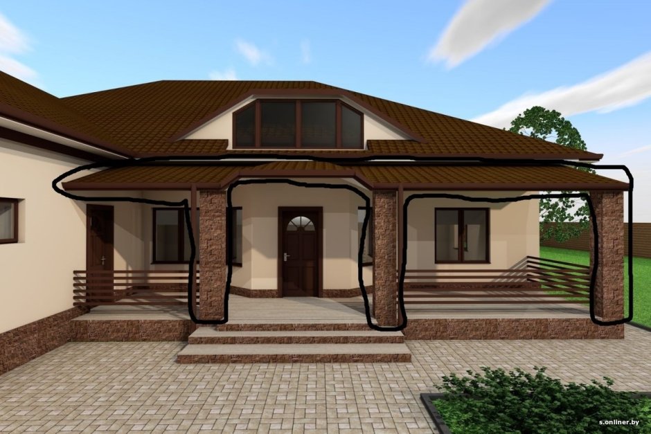 Проекты одноэтажных домов с навесом