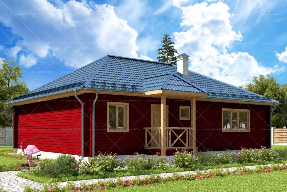 Дом брус одноэтажный вальма