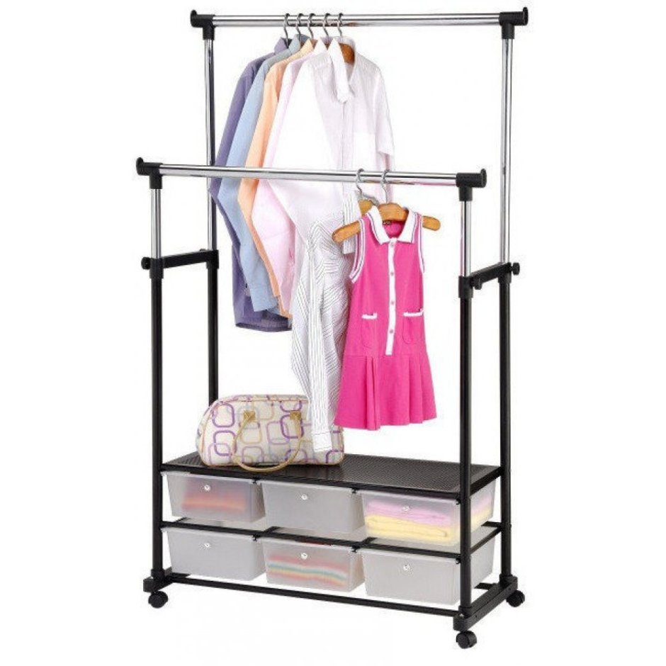 Телескопическая стойка-вешалка для одежды Double Pole clothes Horse