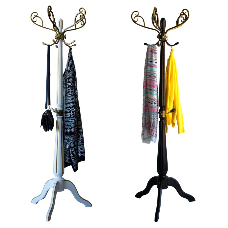 Вешалка напольная Олимп белая деревянная стойка для одежды