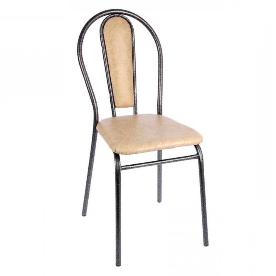 Стул металлический с мягкой спинкой Виктория 5 Титан-бежевый