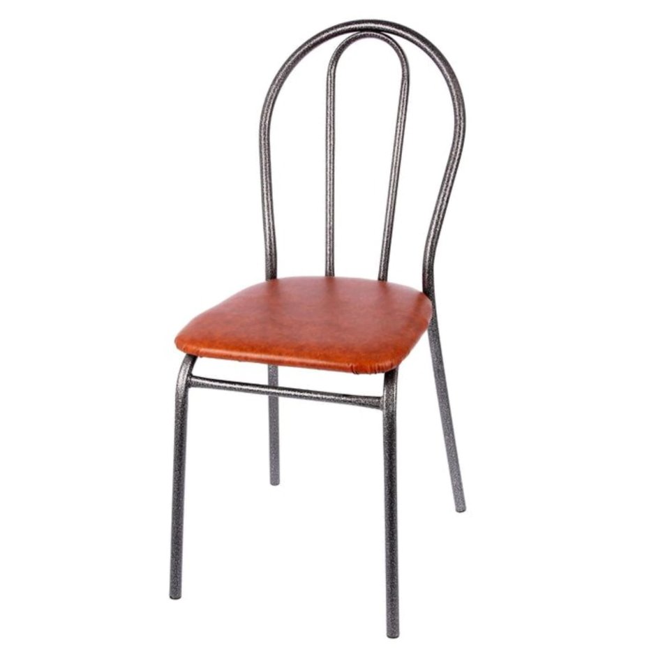 Стул металлический с мягкой спинкой Виктория 5 Титан-бежевый