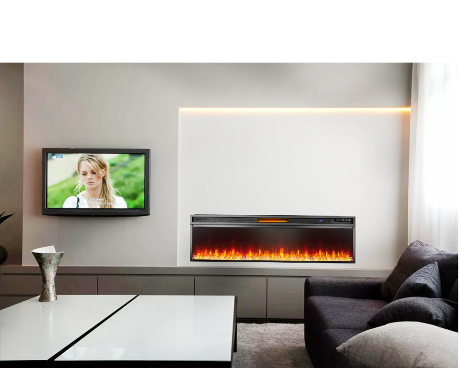 Электрокамин и телевизор в интерьере