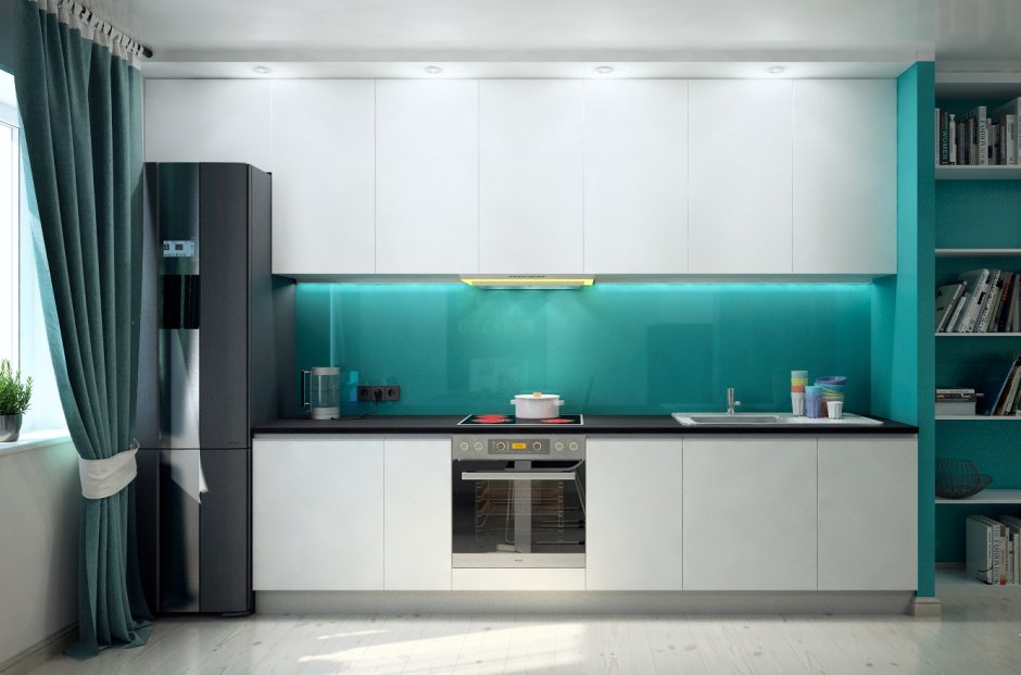 Бело голубая кухня