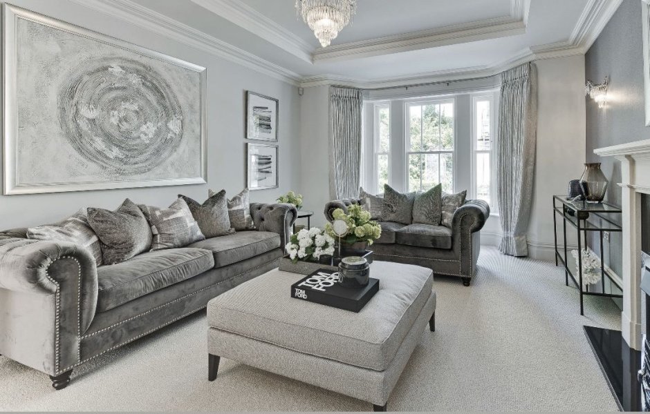 Серый интерьер гостиной