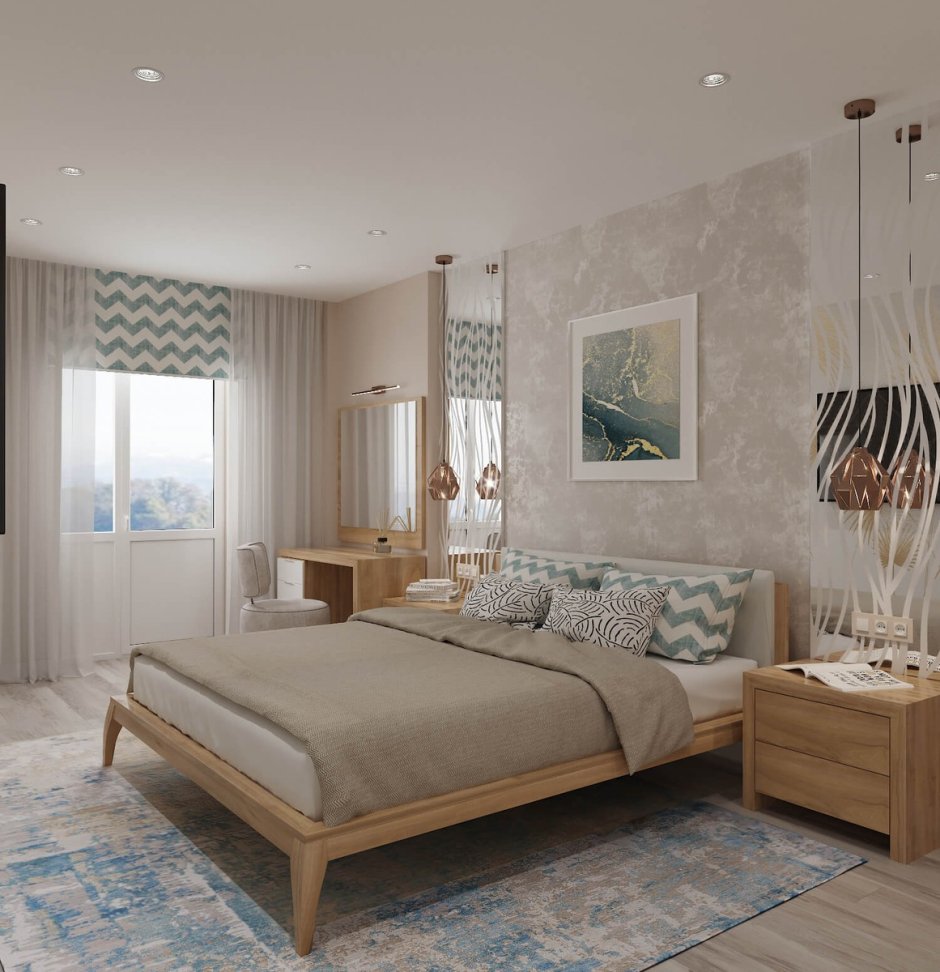 Спальня в светлых тонах