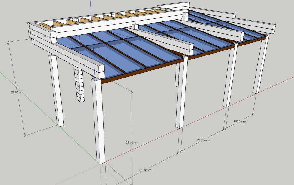 Конструкция навеса с односкатной крышей