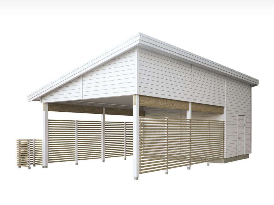 Чертеж гаража с односкатной крышей