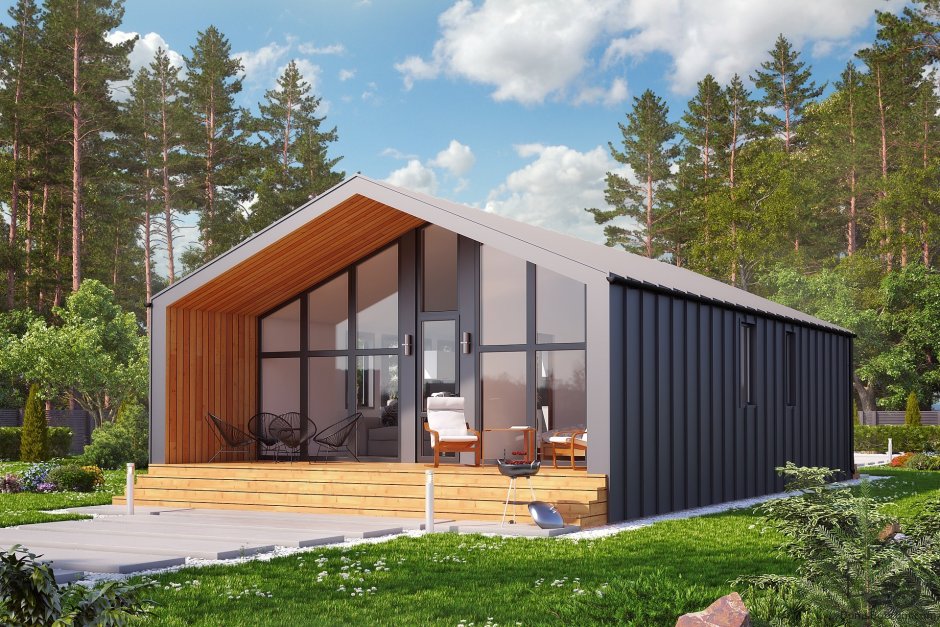 Проект хозблока с навесом