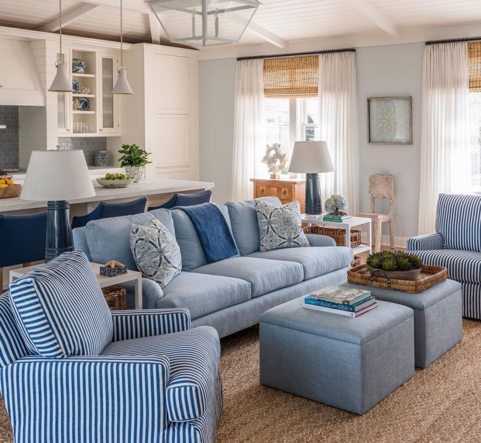 Кухни гостиные в голубом цвете