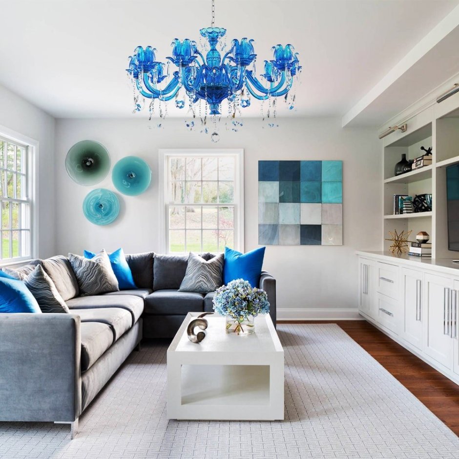 Гостиная в голубых тонах