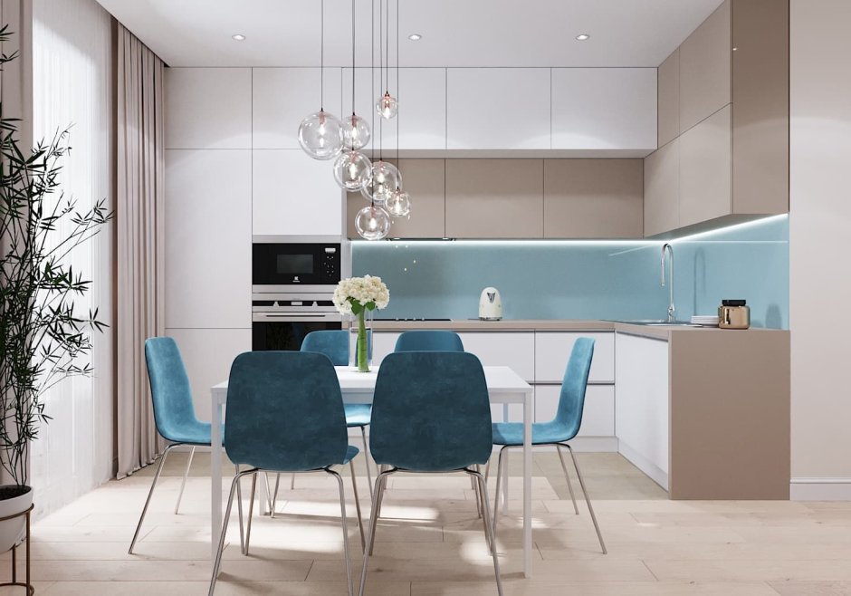 Синий диван в интерьере Минимализм