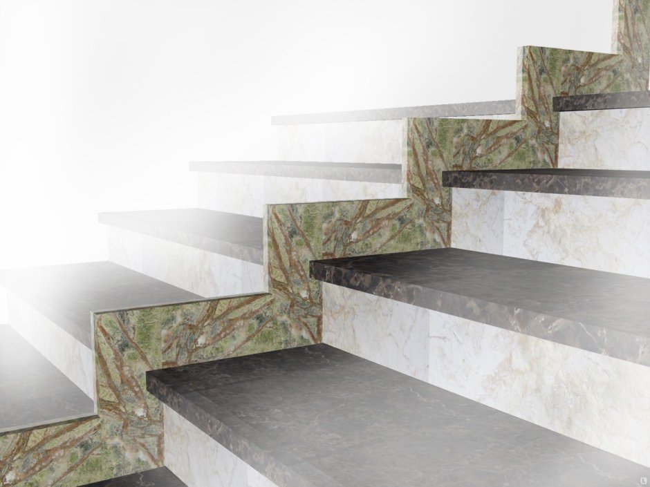 Плинтус на лестнице из мрамора