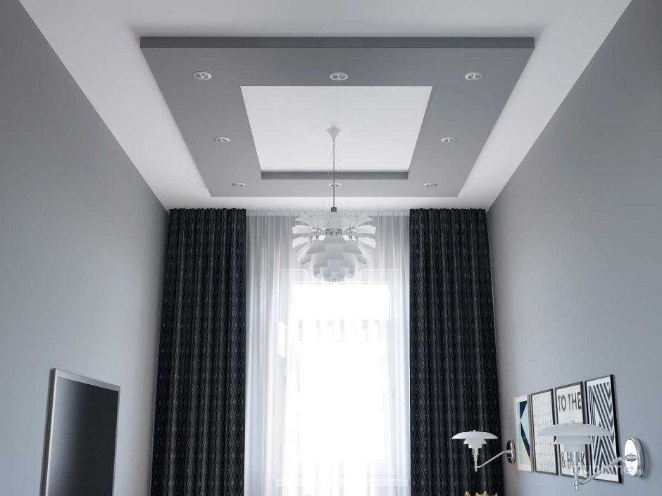 Потолок с гипсокартона с подсветкой