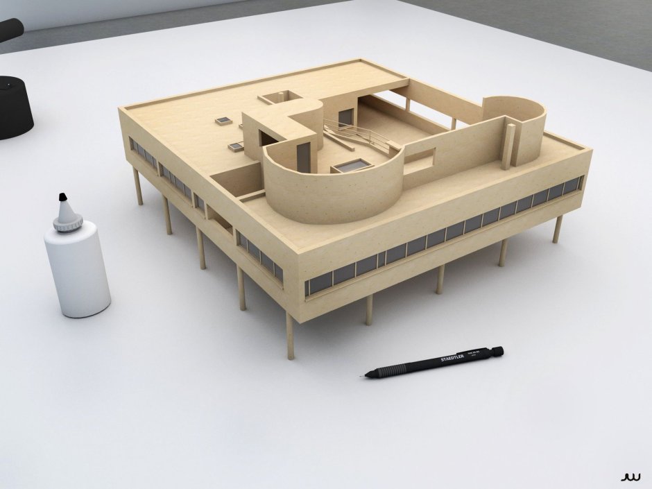 Фасад здания Ле Корбюзье вилла Савой.