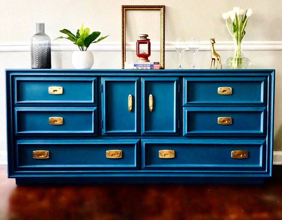 Перекраска комода синий
