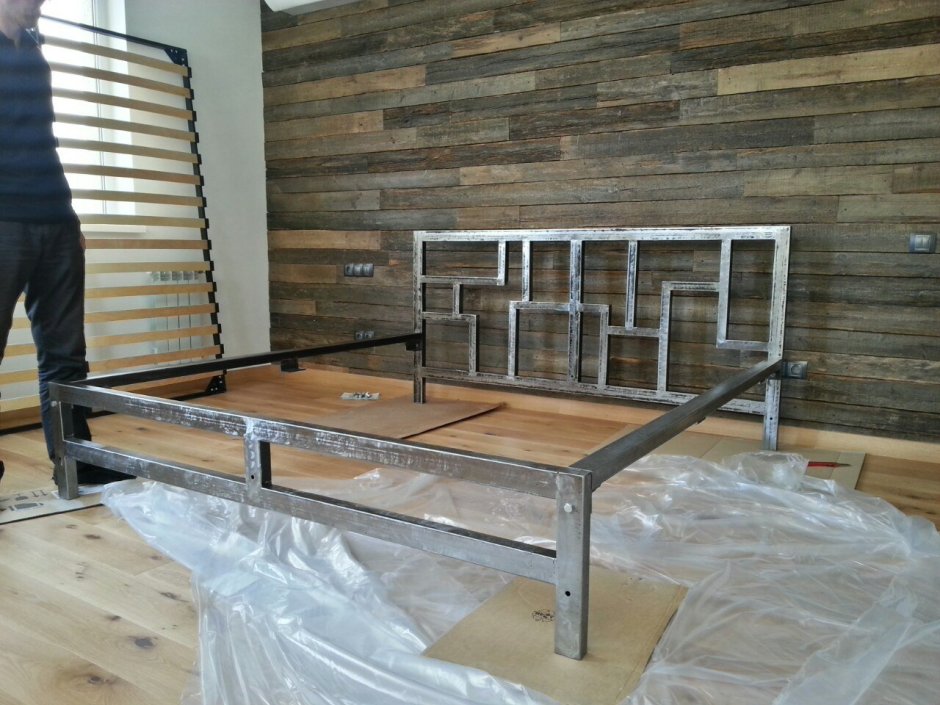 Металлическая кровать стиль лофт ЛК-1гексима