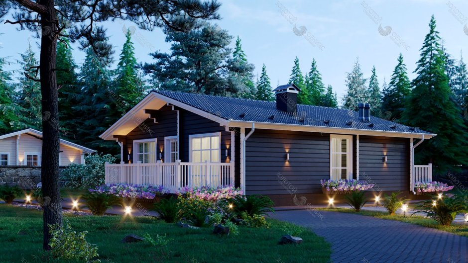 Дома в скандинавском стиле ночью