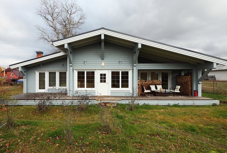 Деревянный дом в скандинавском стиле снаружи