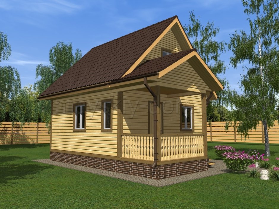 Деревянный дом 6х6 с балконом 30м3