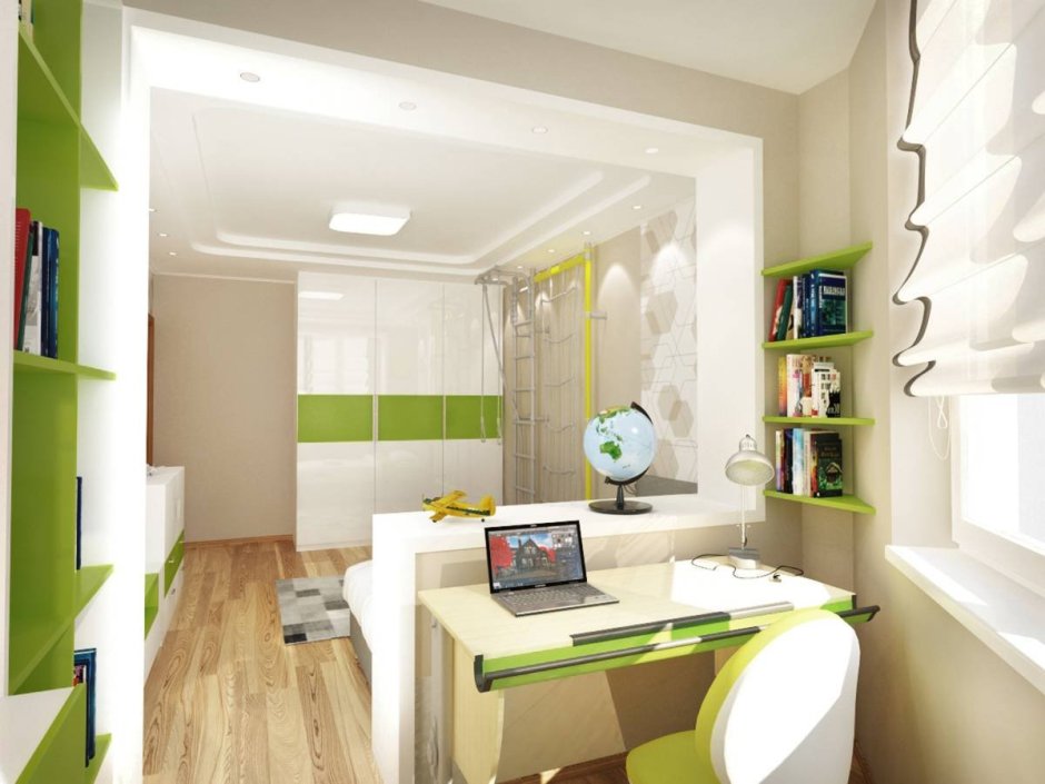 Планировка детской комнаты с балконом