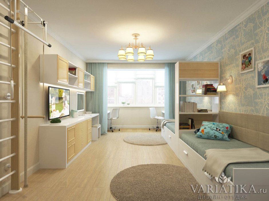 Комната с балконом для двух подростков