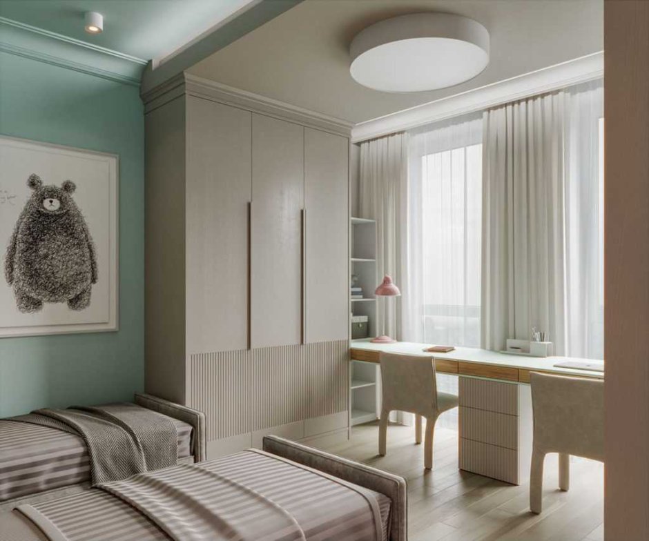 Зонирование детской комнаты для двоих