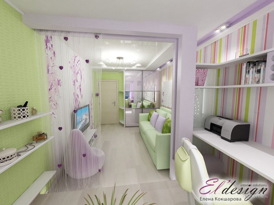 Зонирование детской комнаты для двух дев