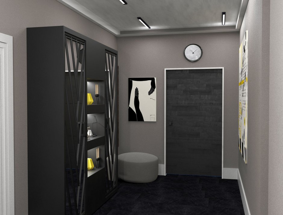 Серые обои в прихожей