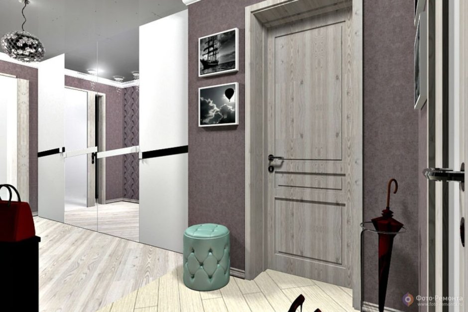 Прихожая с серыми дверями