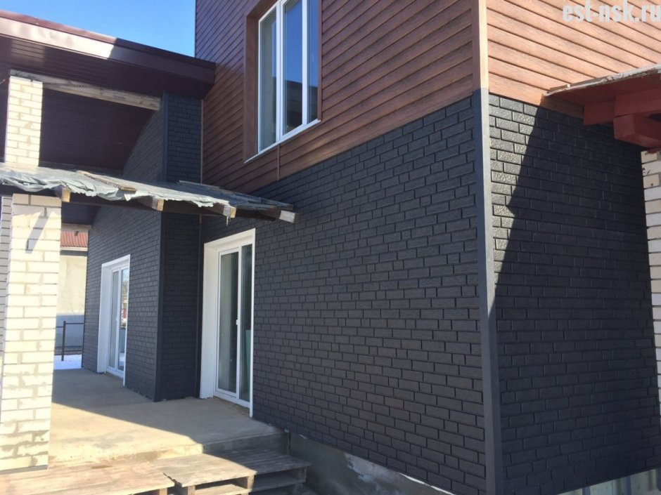 Фасадные панели ю-пласт Стоун Хаус кирпич графитовый