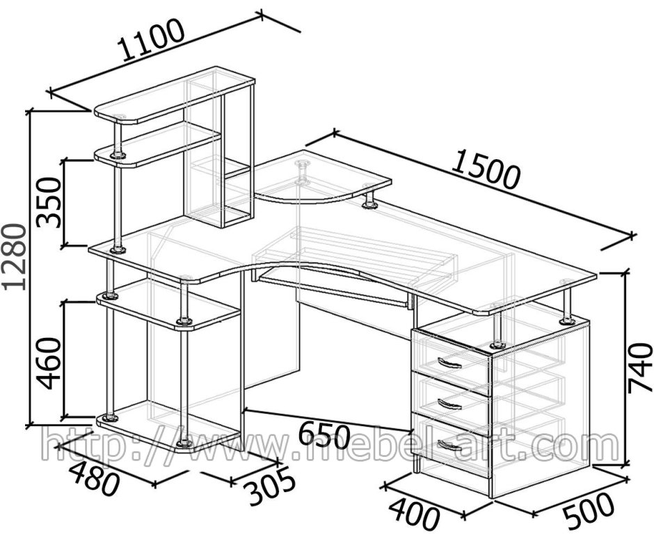 СК-67 стол компьютерный габариты