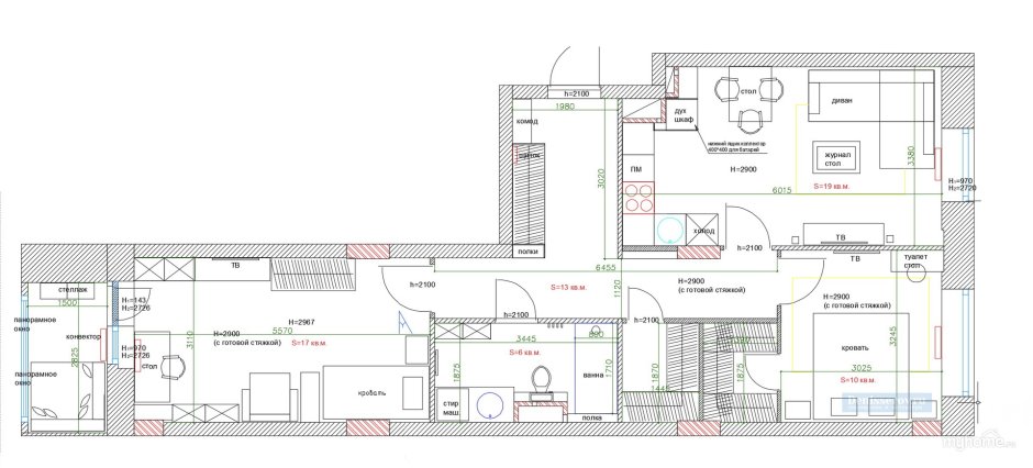 Дизайн проект двухкомнатной квартиры 60 кв.м планировка