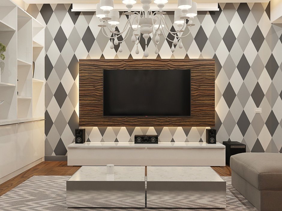 Деревянное панно на стену под телевизор