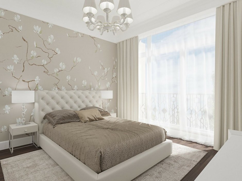 Обои в спальню светлые тона