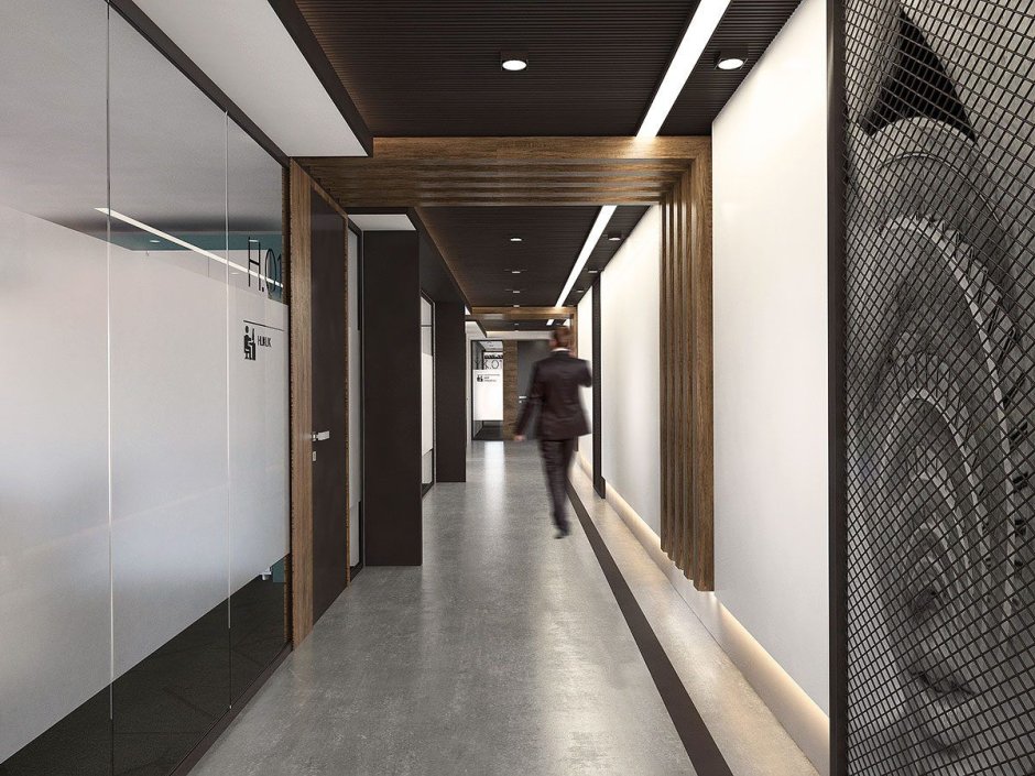 Коридор в офисе сетка