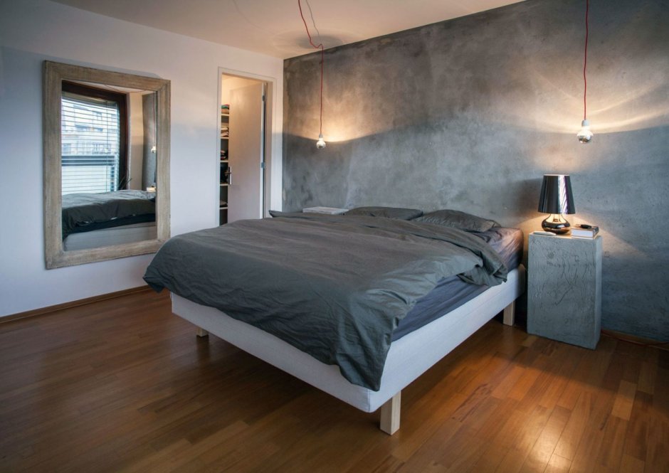 Фактурная штукатурка в спальне