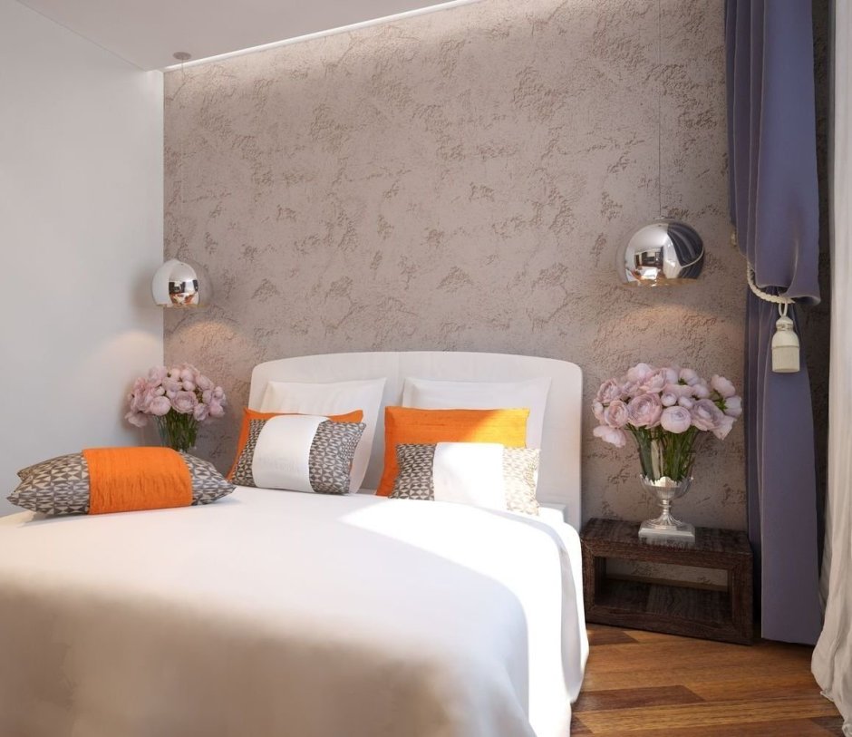 Штукатурка в интерьере спальни