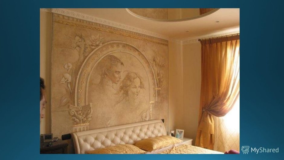 Венецианская штукатурка под мрамор в спальне