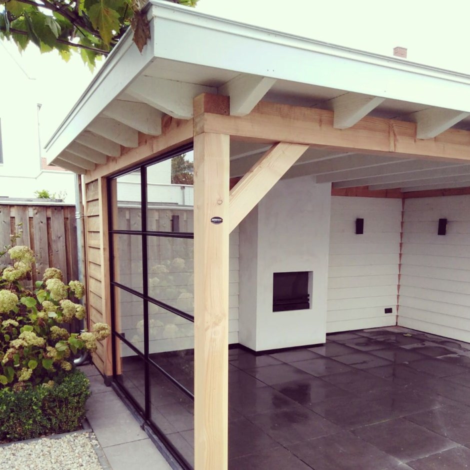 Беседка пристроенная к гаражу