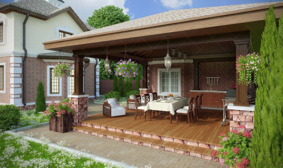 Терраса с барбекю проекты