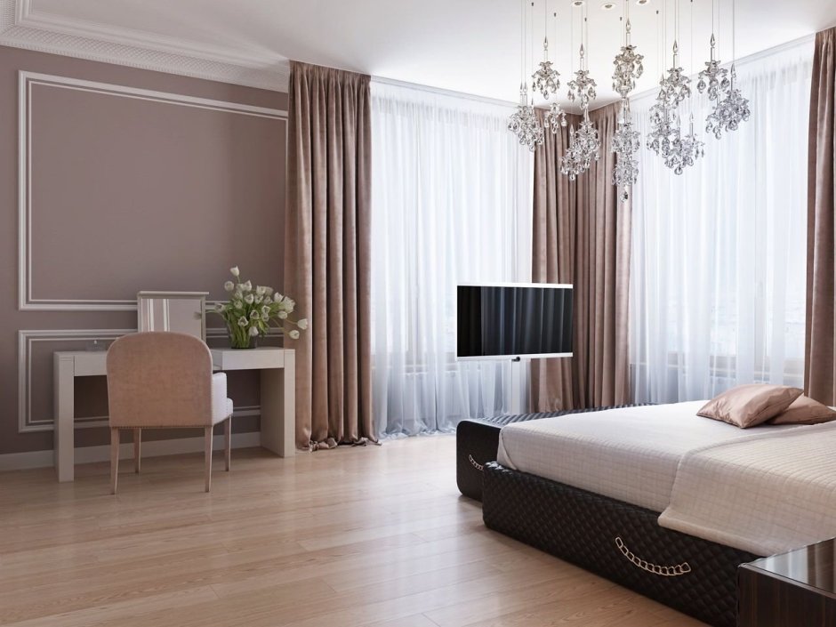 Шторы в цвет стен в интерьере