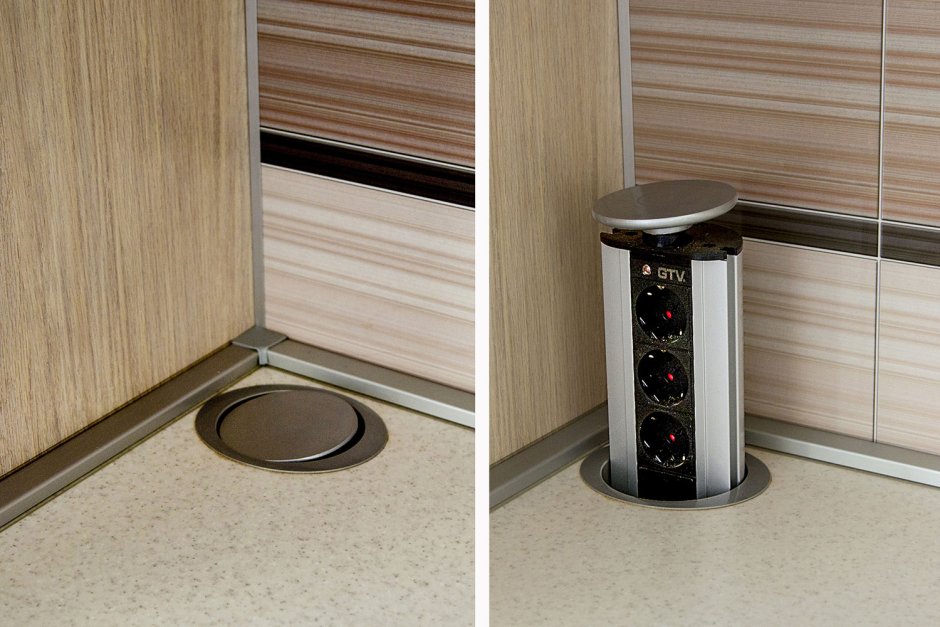 Выдвижная розетка в столешницу