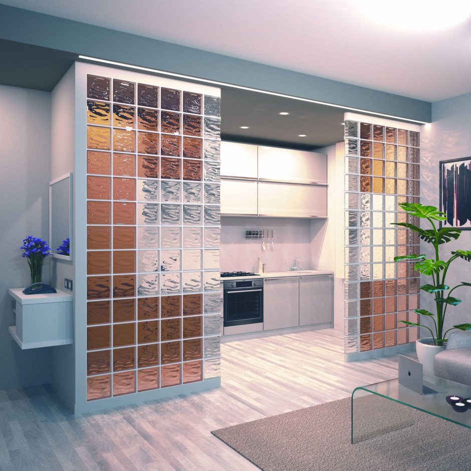 Перегородка из стеклянных блоков